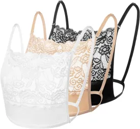 3Pcs Lady Lace Wearable Mock Camisole Bra Insert Overlay Modesty Panel Vest.