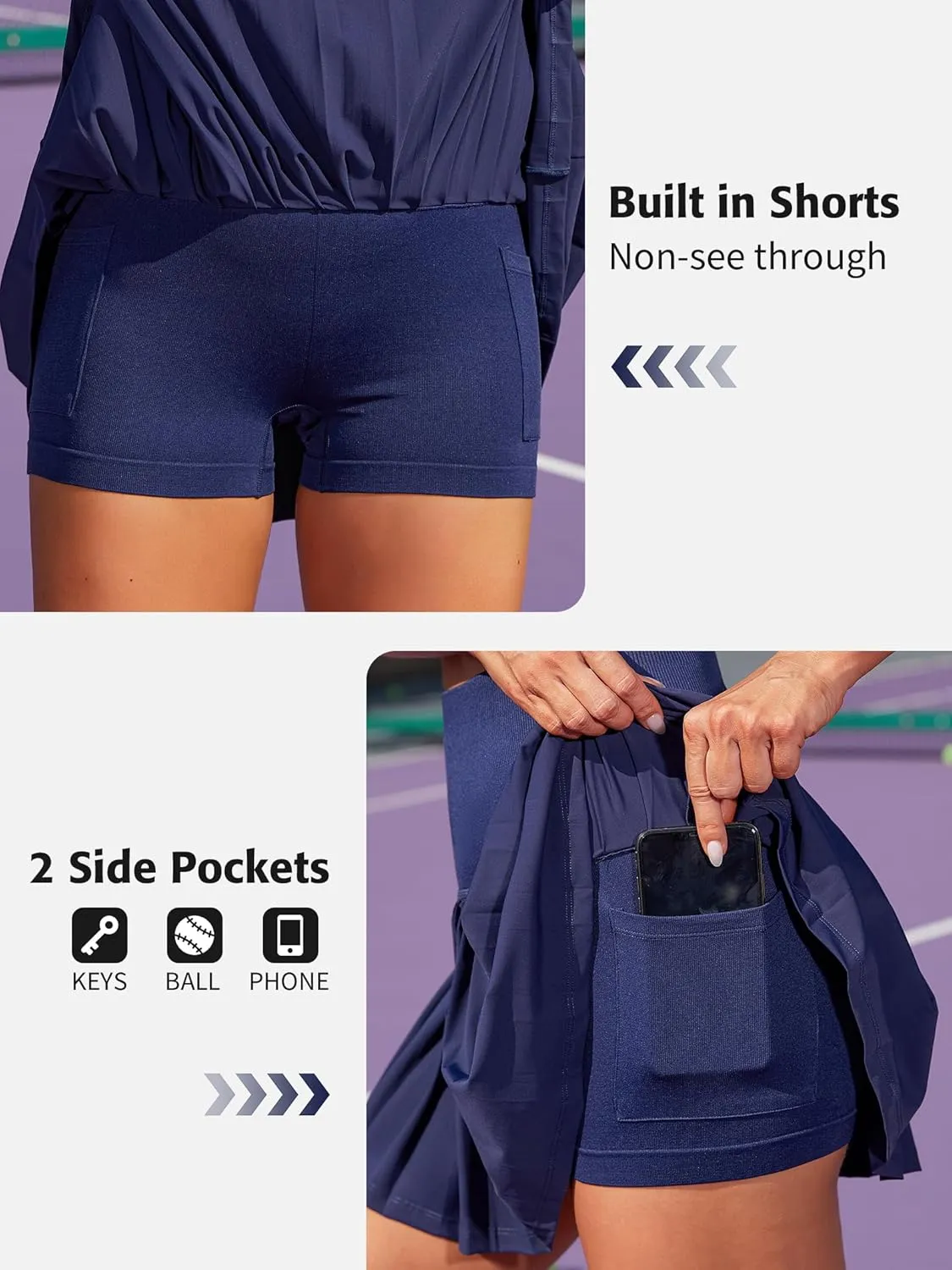 ATTRACO 2 Piece Tennis Dresses for Women High Waisted Pleated Skirt Sets Seamless Colorblock Golf Outfits