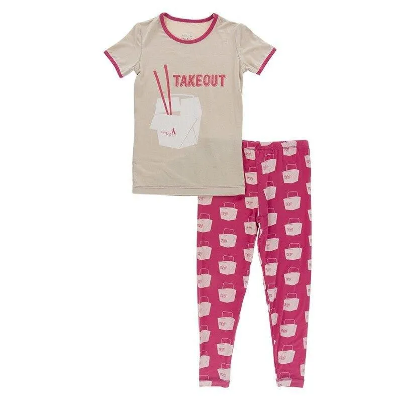 Bamboo Short Sleeve Graphic Tee Pajama Set - Cherry Pie Takeout