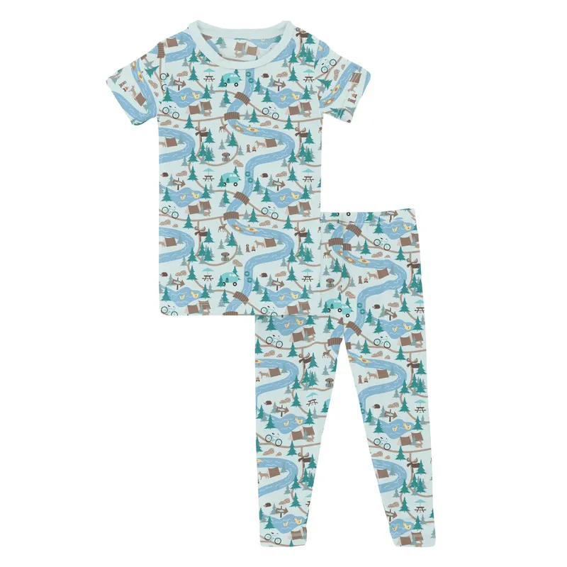 Bamboo Short Sleeve Pajama Set - Fresh Air Campground Map