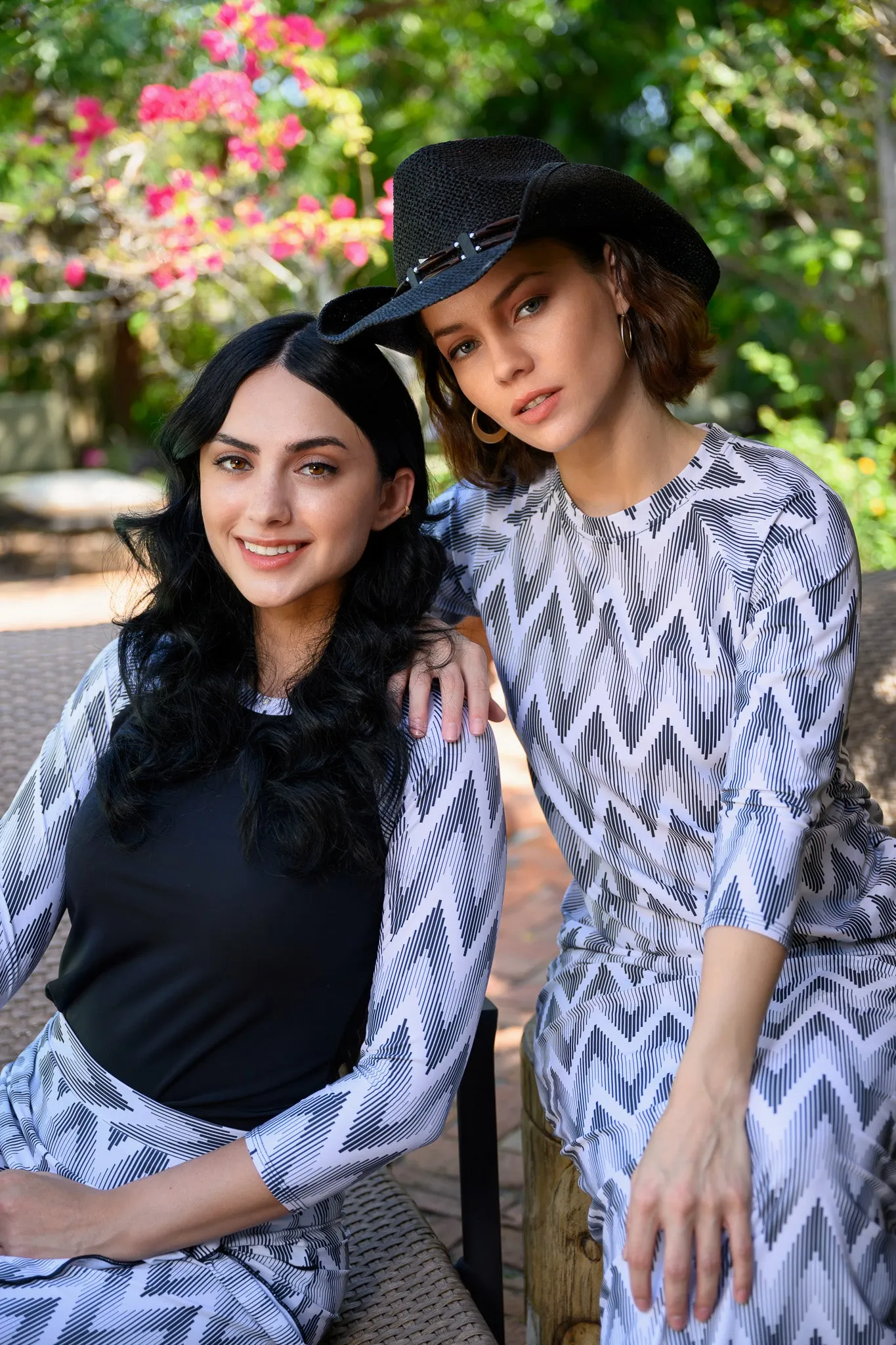 Black & White Chevron Rashguard Swim Top
