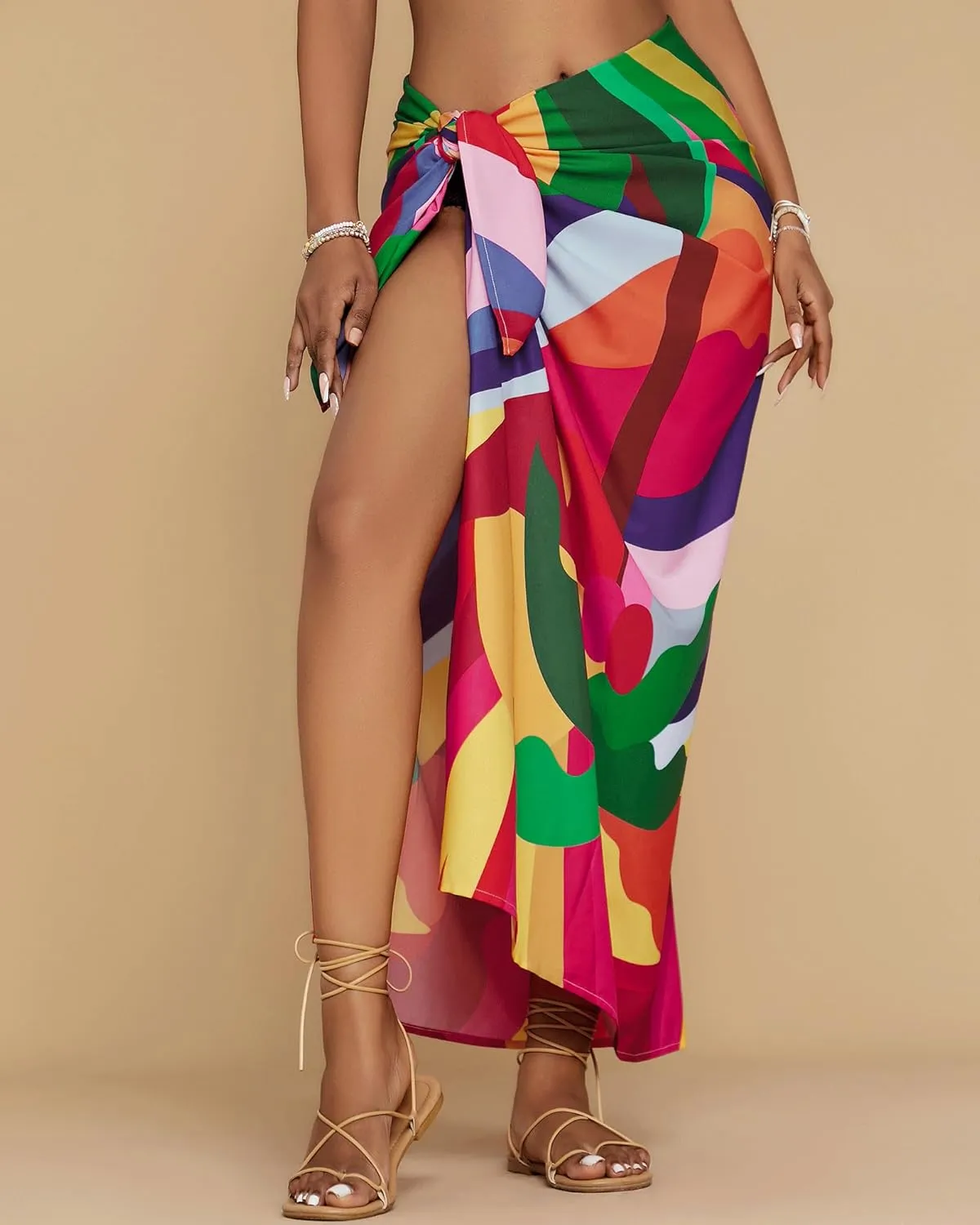Bsubseach Women Sarong Swimsuit Coverups Long Pareo Bikini Wraps Skirt Beach Bathing Suit Cover Up