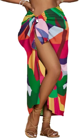 Bsubseach Women Sarong Swimsuit Coverups Long Pareo Bikini Wraps Skirt Beach Bathing Suit Cover Up