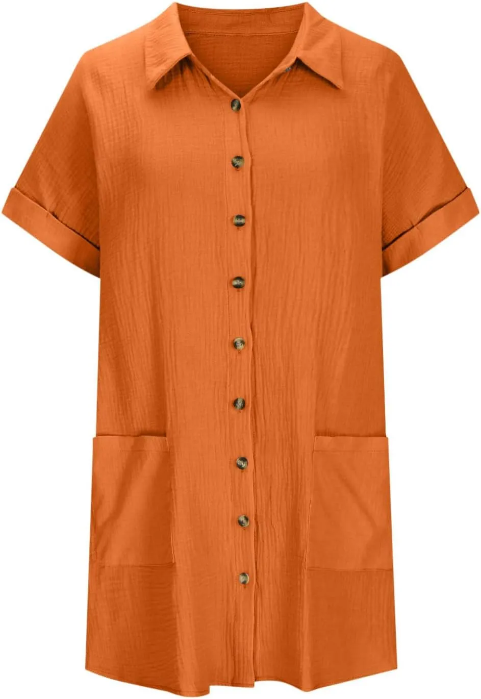 Button Down Dress for Women Summer Short Sleeve Tshirt Dresses Casual Flowy V Neck Loose Midi Beach Dress