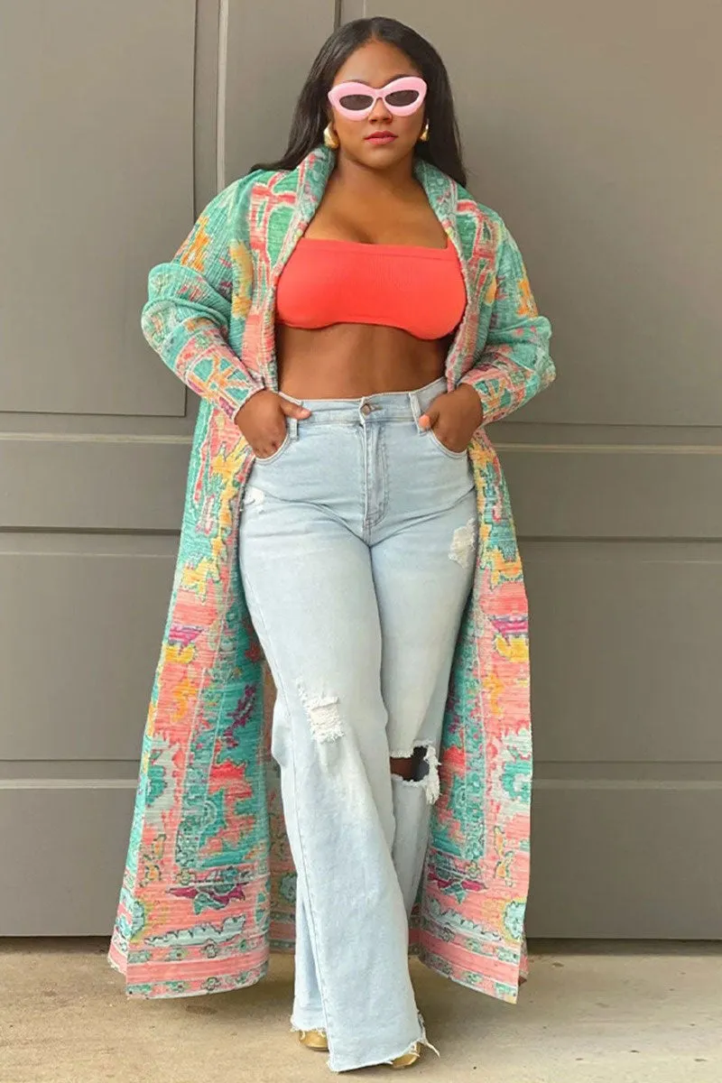 CH0453 Graphic Pleats Cardigan