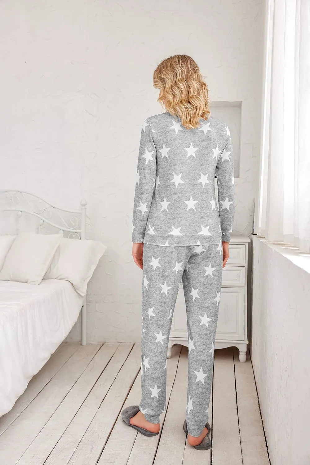 Ekouaer 2 Pack Women's Pajama Set Long Sleeve Top With Jogger Pants Lounge Sets Sleepwear Loungewear with Pockets