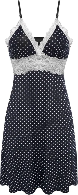Ekouaer Sleepwear Womens Chemise Nightgown Full Slip Lace Lounge Dress