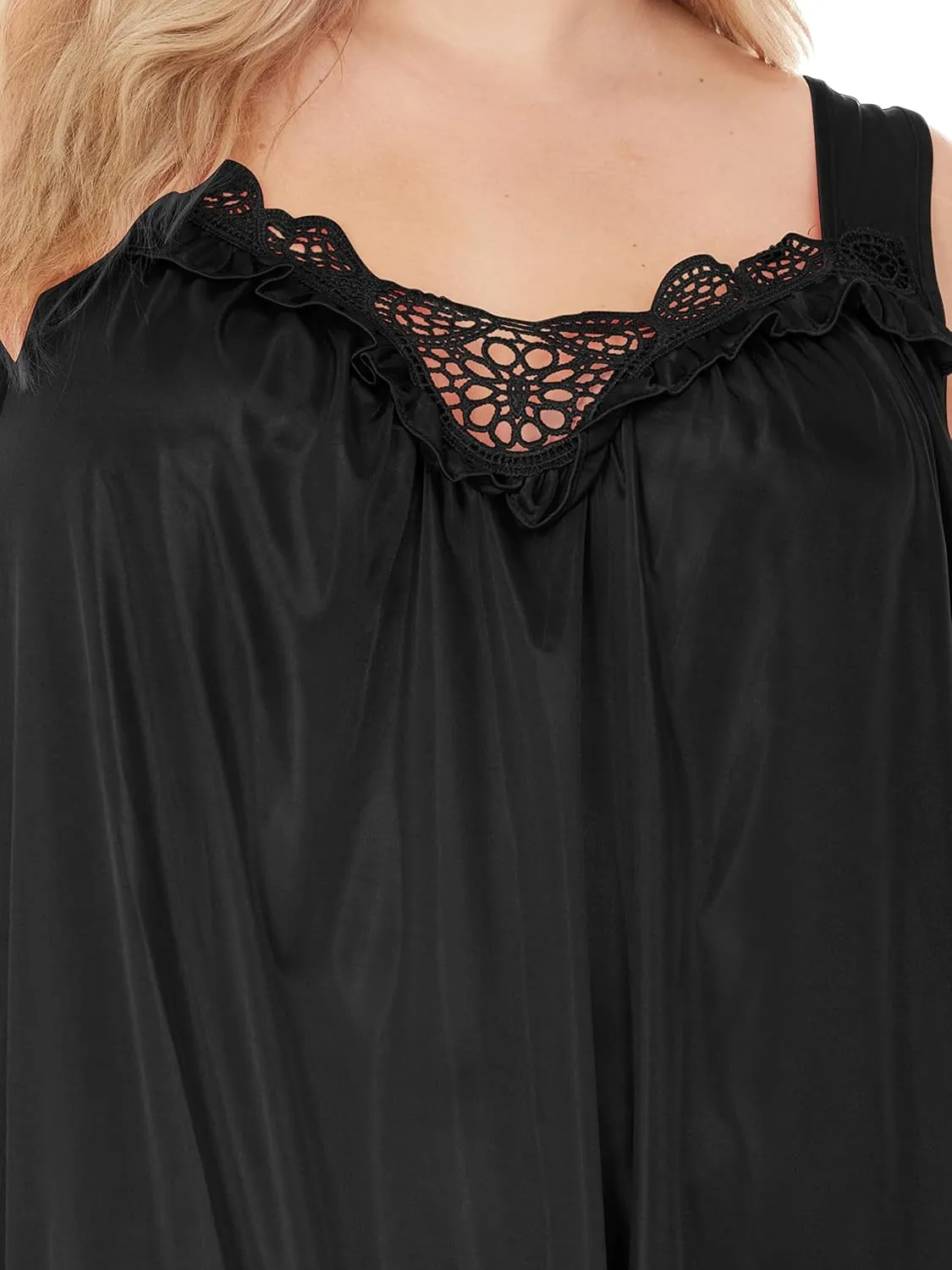 Ezi Satin Silk Nightgown For Women - Soft & Breathable Womens Sleepwear- Sexy Short Sleeves Womens Sleepwear, M - Plus Size