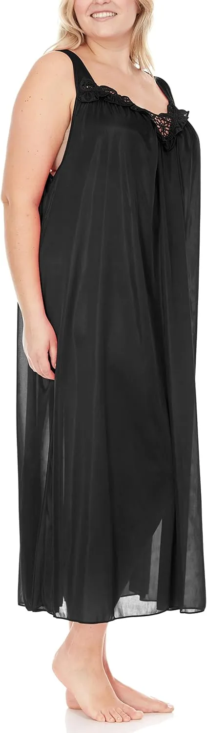 Ezi Satin Silk Nightgown For Women - Soft & Breathable Womens Sleepwear- Sexy Short Sleeves Womens Sleepwear, M - Plus Size