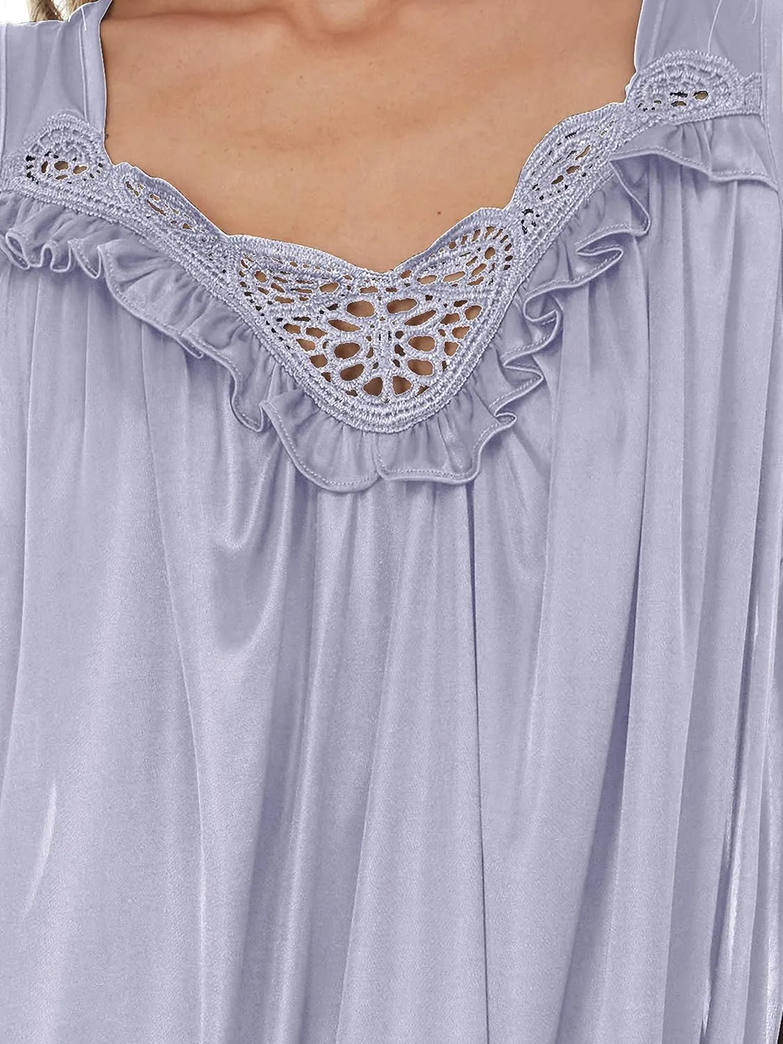 Ezi Satin Silk Nightgown For Women - Soft & Breathable Womens Sleepwear- Sexy Short Sleeves Womens Sleepwear, M - Plus Size