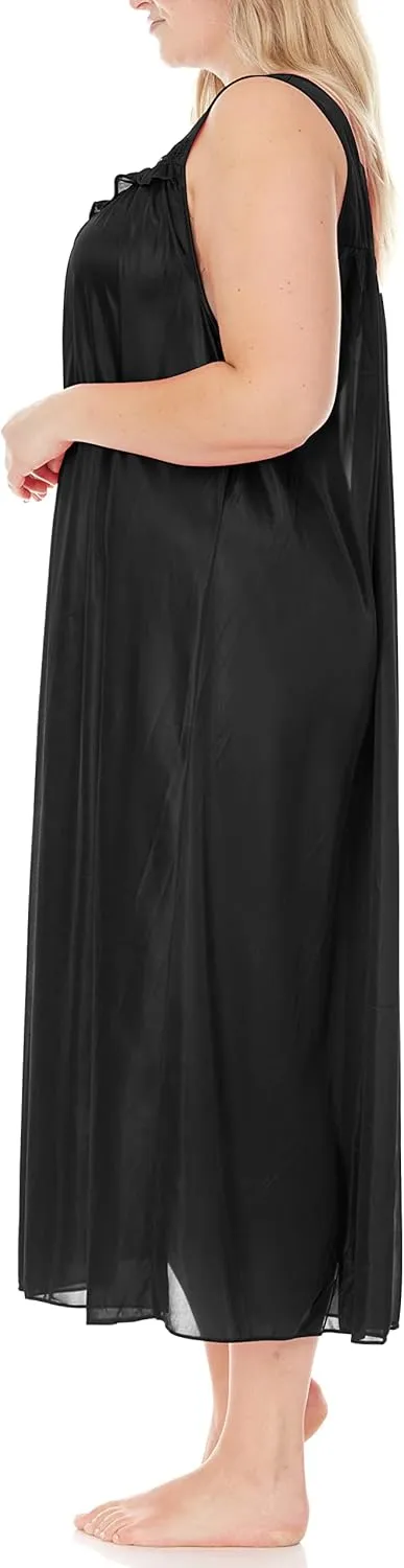 Ezi Satin Silk Nightgown For Women - Soft & Breathable Womens Sleepwear- Sexy Short Sleeves Womens Sleepwear, M - Plus Size