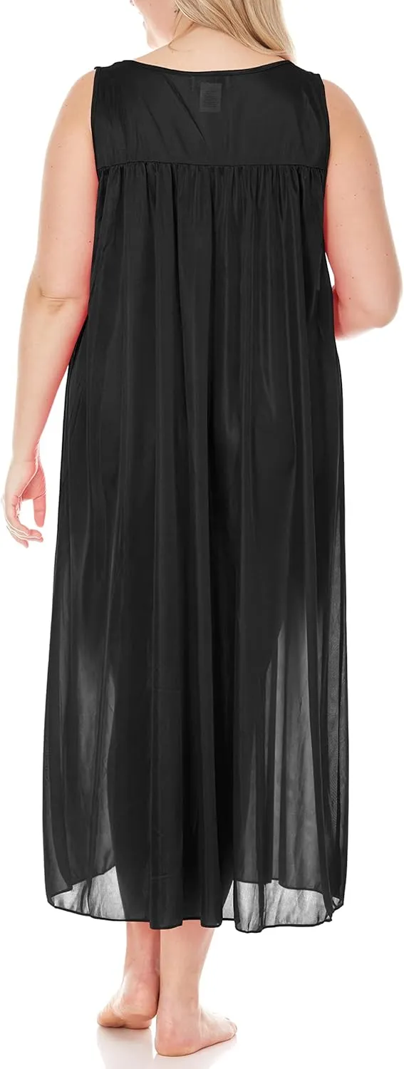 Ezi Satin Silk Nightgown For Women - Soft & Breathable Womens Sleepwear- Sexy Short Sleeves Womens Sleepwear, M - Plus Size