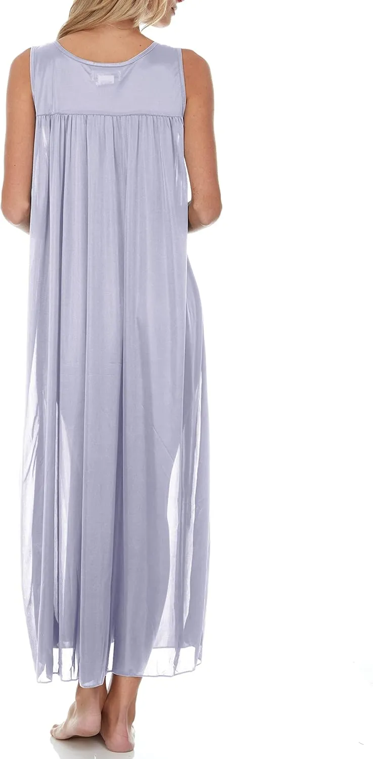 Ezi Satin Silk Nightgown For Women - Soft & Breathable Womens Sleepwear- Sexy Short Sleeves Womens Sleepwear, M - Plus Size