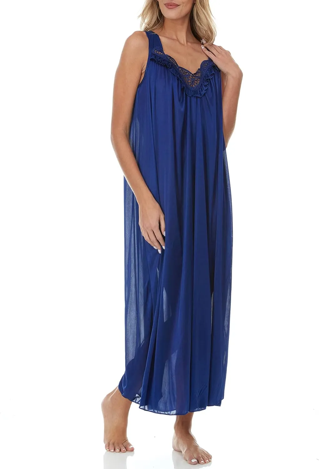 Ezi Satin Silk Nightgown For Women - Soft & Breathable Womens Sleepwear- Sexy Short Sleeves Womens Sleepwear, M - Plus Size