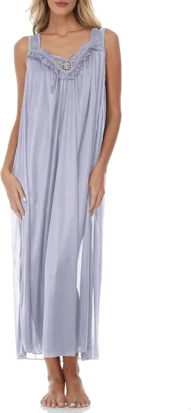 Ezi Satin Silk Nightgown For Women - Soft & Breathable Womens Sleepwear- Sexy Short Sleeves Womens Sleepwear, M - Plus Size