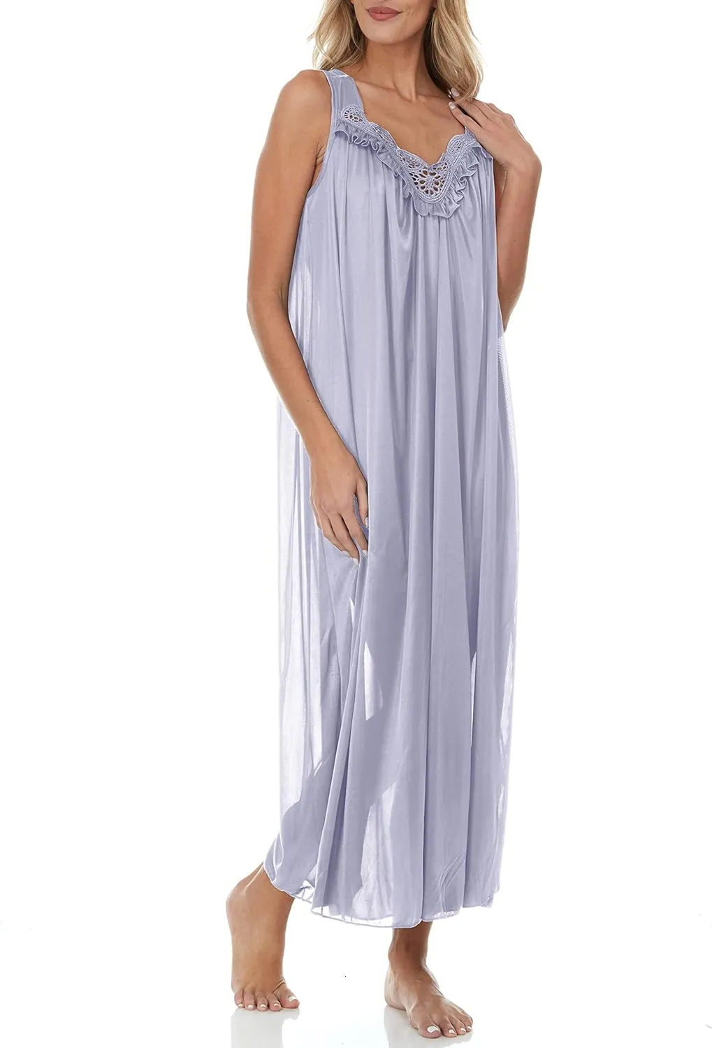 Ezi Satin Silk Nightgown For Women - Soft & Breathable Womens Sleepwear- Sexy Short Sleeves Womens Sleepwear, M - Plus Size