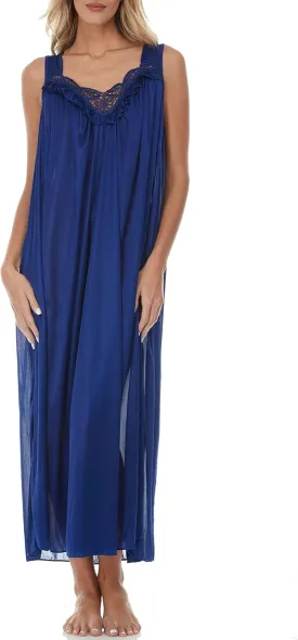 Ezi Satin Silk Nightgown For Women - Soft & Breathable Womens Sleepwear- Sexy Short Sleeves Womens Sleepwear, M - Plus Size