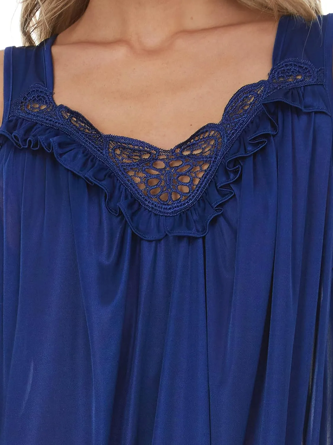 Ezi Satin Silk Nightgown For Women - Soft & Breathable Womens Sleepwear- Sexy Short Sleeves Womens Sleepwear, M - Plus Size