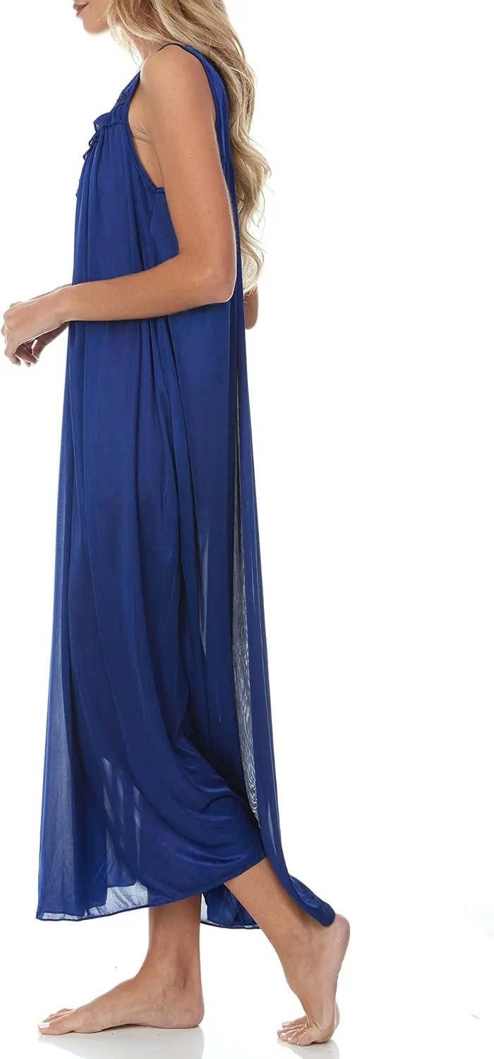 Ezi Satin Silk Nightgown For Women - Soft & Breathable Womens Sleepwear- Sexy Short Sleeves Womens Sleepwear, M - Plus Size
