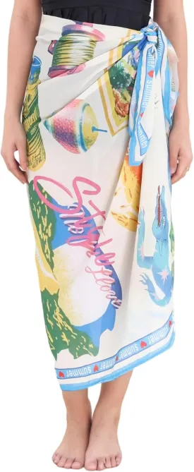 FOTN Sarong Skirt for Women 2025 Tropical Floral Printed Long Bikini Wraps Beach Swimwear Coverups