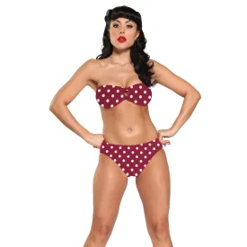 GirlHowdy Polka Dot Bikini Swimsuit Top - Red and Ivory