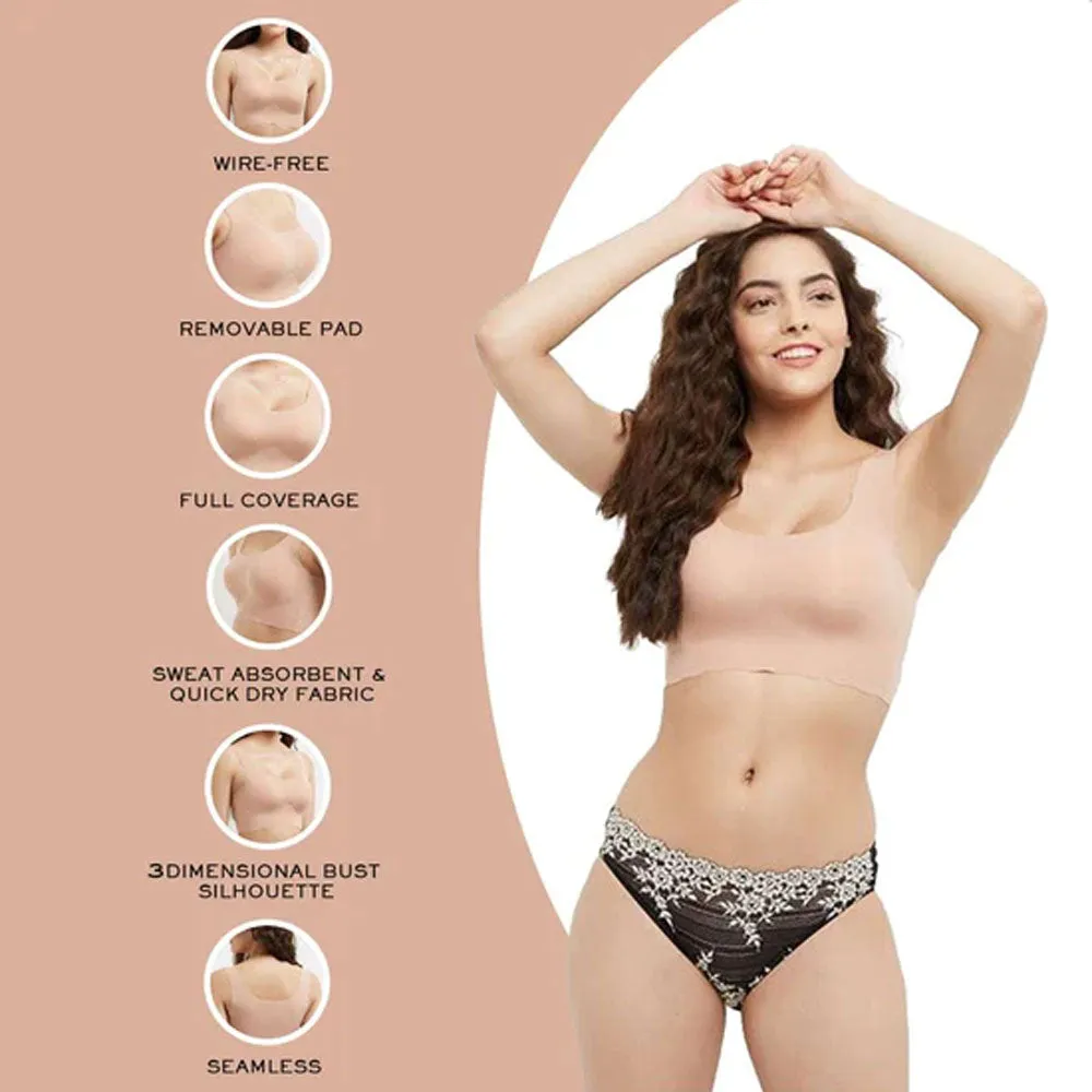 Gococi Padded Non-wired Full Cup Everyday Wear Full coverage T-Shirt Bra - Beige