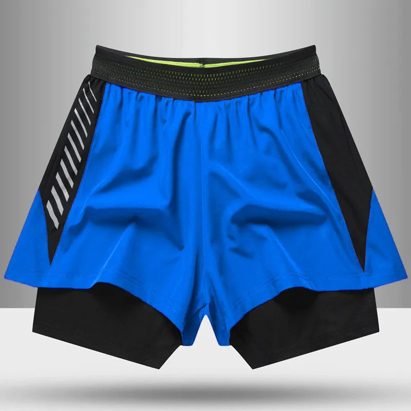 Hzori Outdoor Swimming Trunks Summer 2023 New Quick-Drying Sports Shorts Fake Two-Piece Lined Swimming Trunks for Men