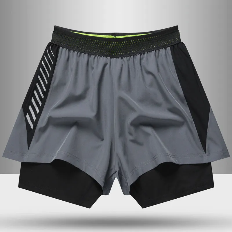 Hzori Outdoor Swimming Trunks Summer 2023 New Quick-Drying Sports Shorts Fake Two-Piece Lined Swimming Trunks for Men