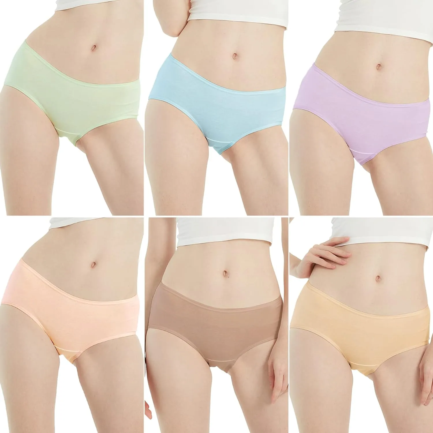 INNERSY Womens Underwear Cotton Hipster Panties Regular & Plus Size 6-Pack