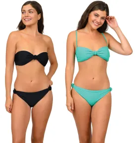 JR-2P7S-12 - Wholesale Junior's Solid Knot Bandeau Bikini