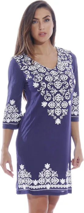Just Love Womens 3/4 Sleeve Swimsuit Cover Up Casual Tunic Resort Wear