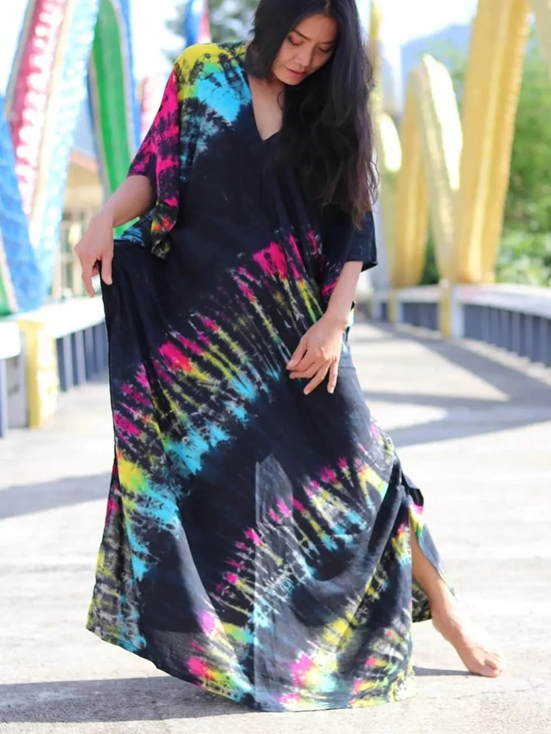 Kaftan Dresses for Women Plus Size Summer Beach Dress with Print and Swim Cover Ups