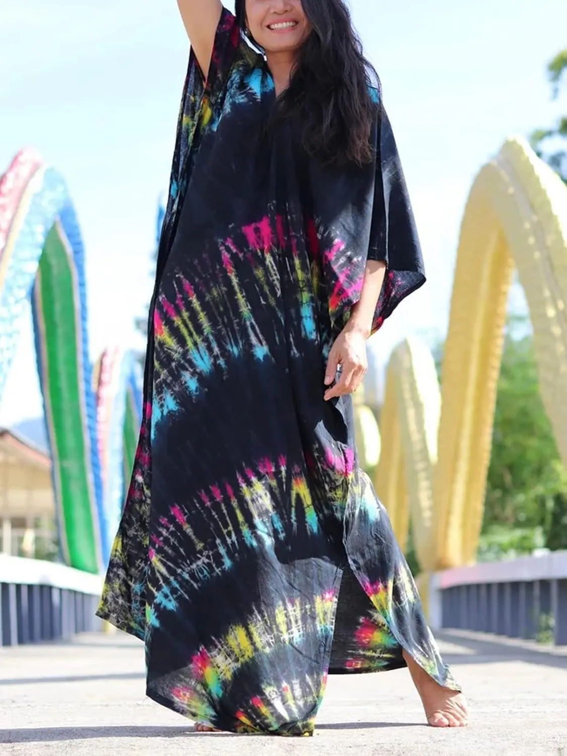 Kaftan Dresses for Women Plus Size Summer Beach Dress with Print and Swim Cover Ups