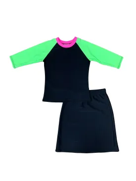 Kids Black & Neon Baseball Swim Set