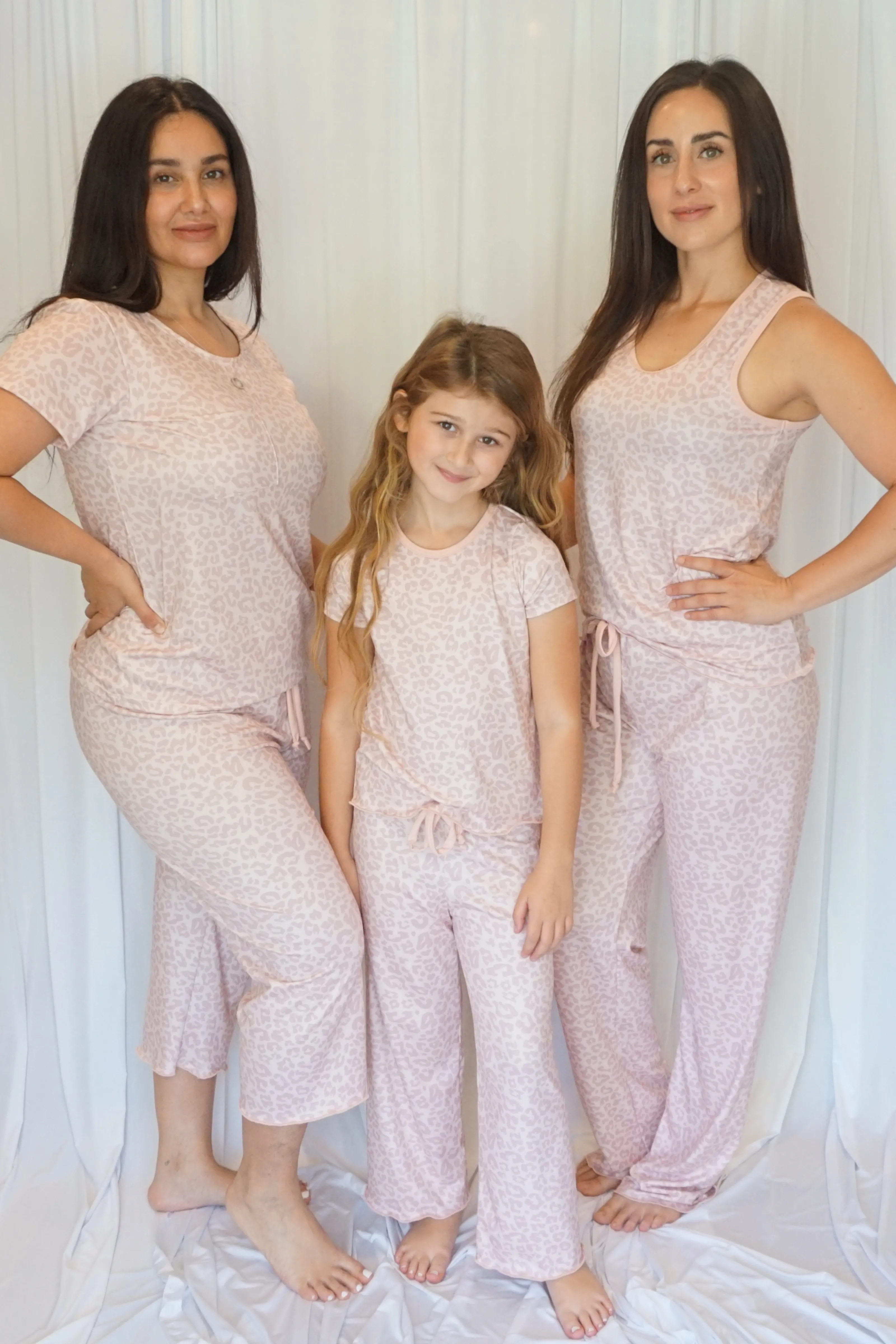 Kids Cozy Pink Leopard Pajama Pants Sleeve Set