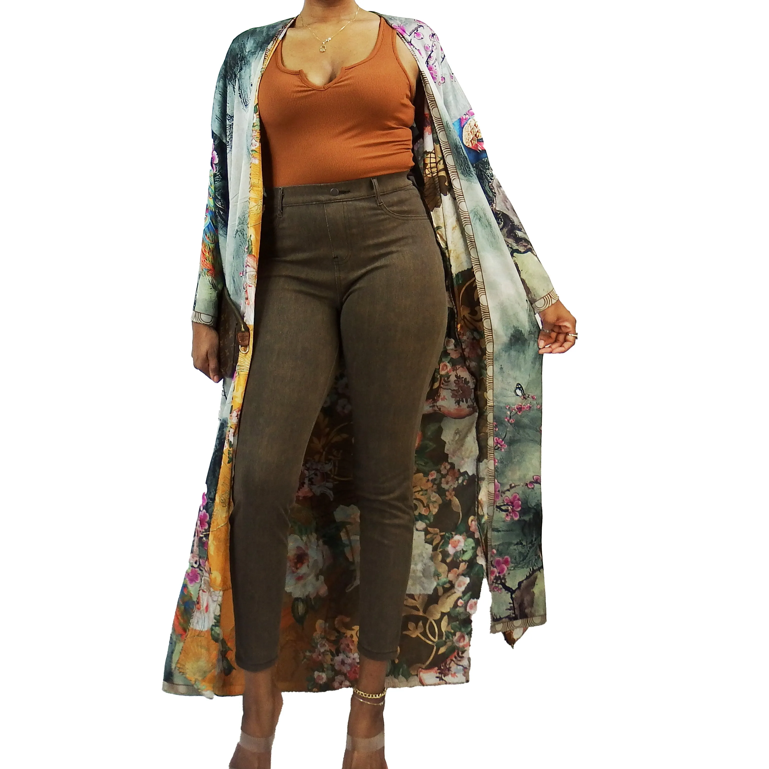 Kyoto Garden | Fully Lined | Kimono Jacket (Open Front) | Floor Length Long Robe