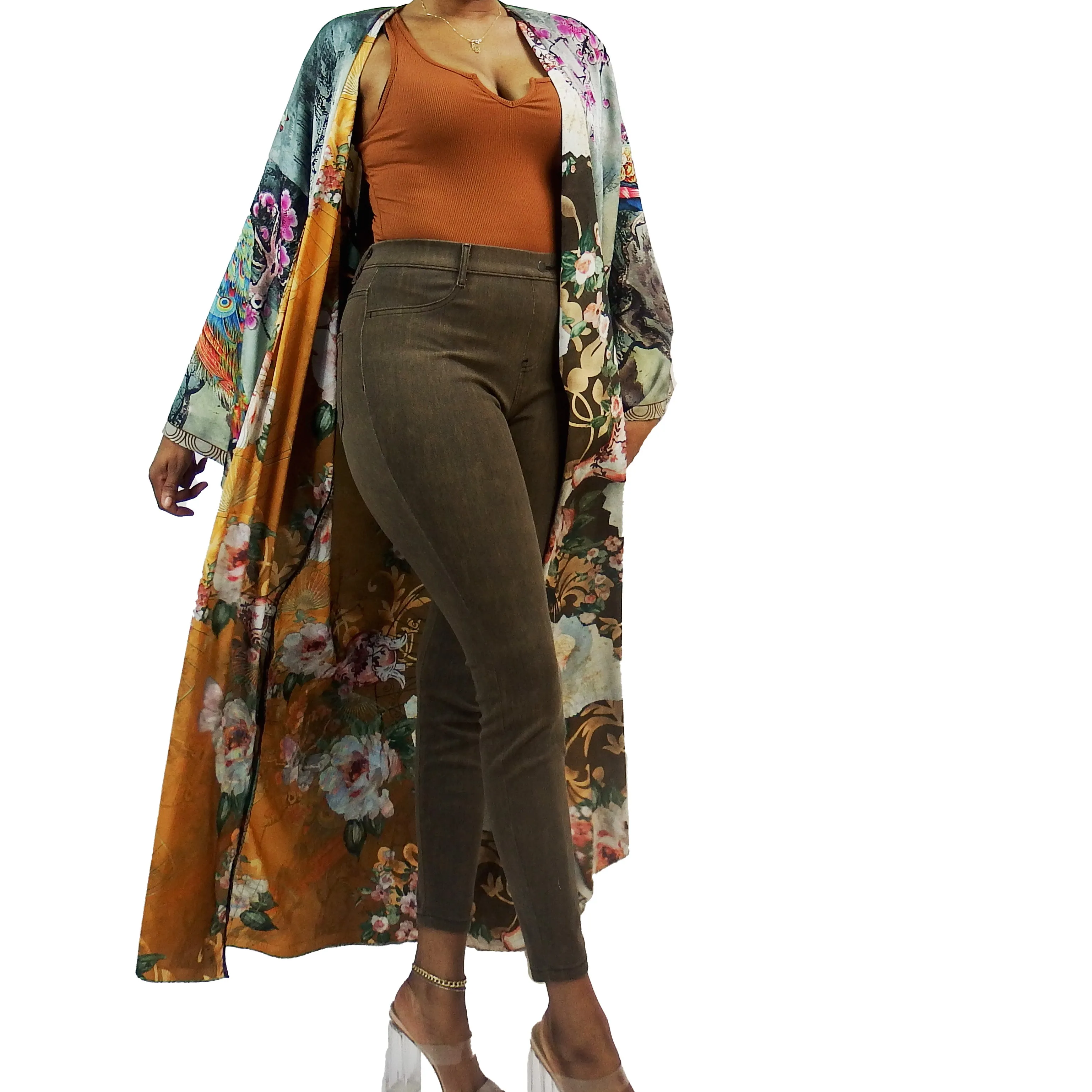 Kyoto Garden | Fully Lined | Kimono Jacket (Open Front) | Floor Length Long Robe