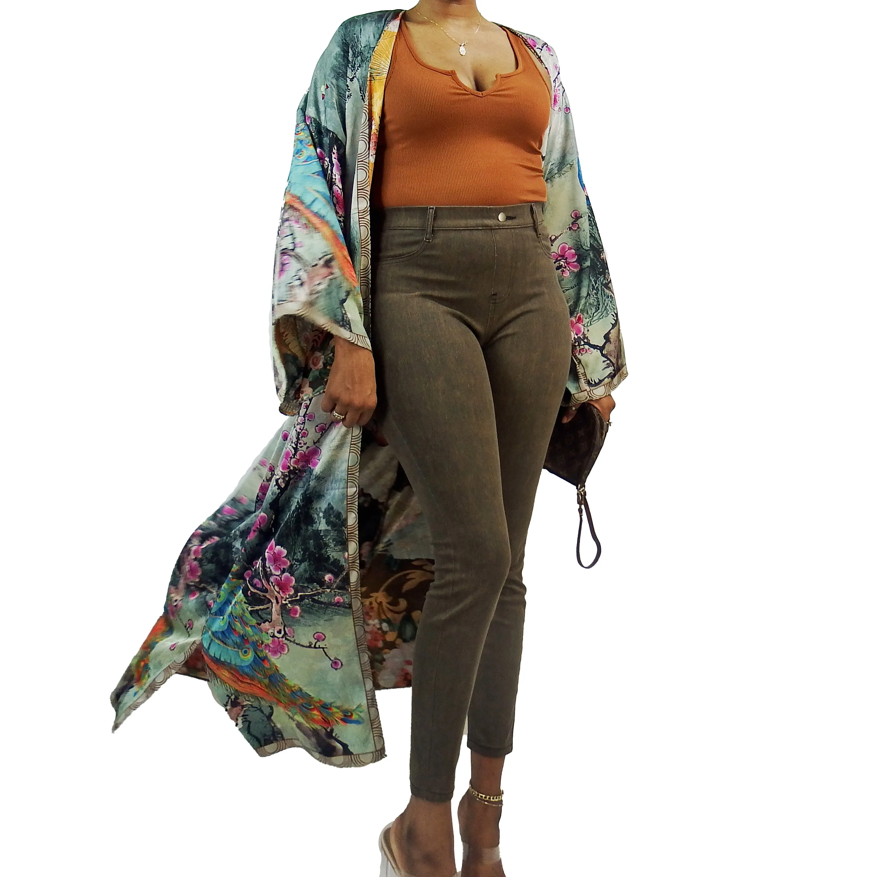 Kyoto Garden | Fully Lined | Kimono Jacket (Open Front) | Floor Length Long Robe