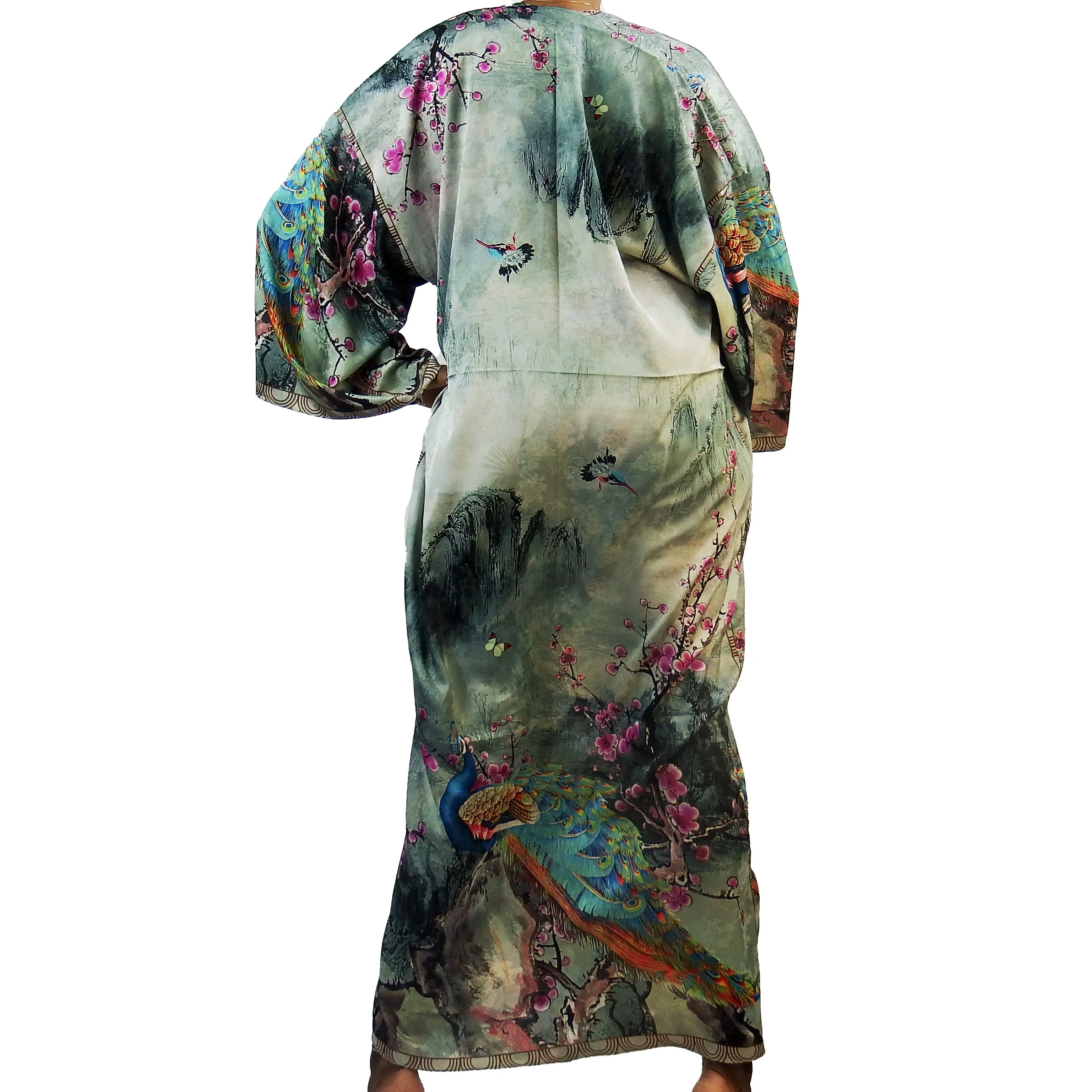 Kyoto Garden | Fully Lined | Kimono Jacket (Open Front) | Floor Length Long Robe