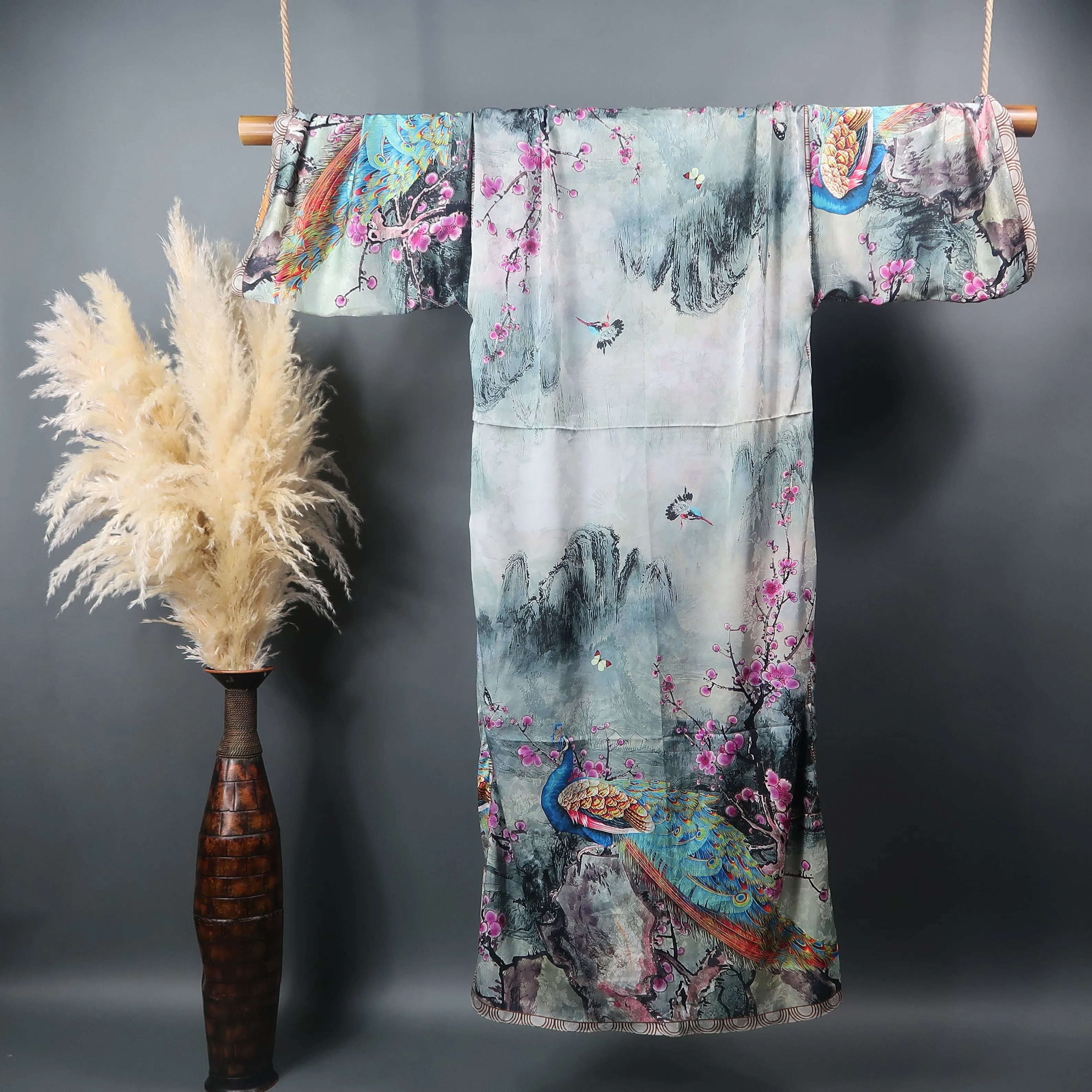Kyoto Garden | Fully Lined | Kimono Jacket (Open Front) | Floor Length Long Robe