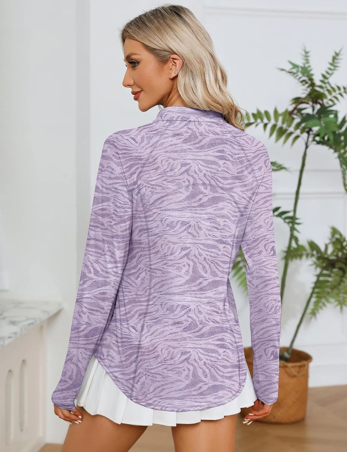 LOMON Women Long Sleeve Shirts Sun Protection 1/4 Zip Summer Quick Dry Hiking Shirts Quarter Zip Pullover for Women