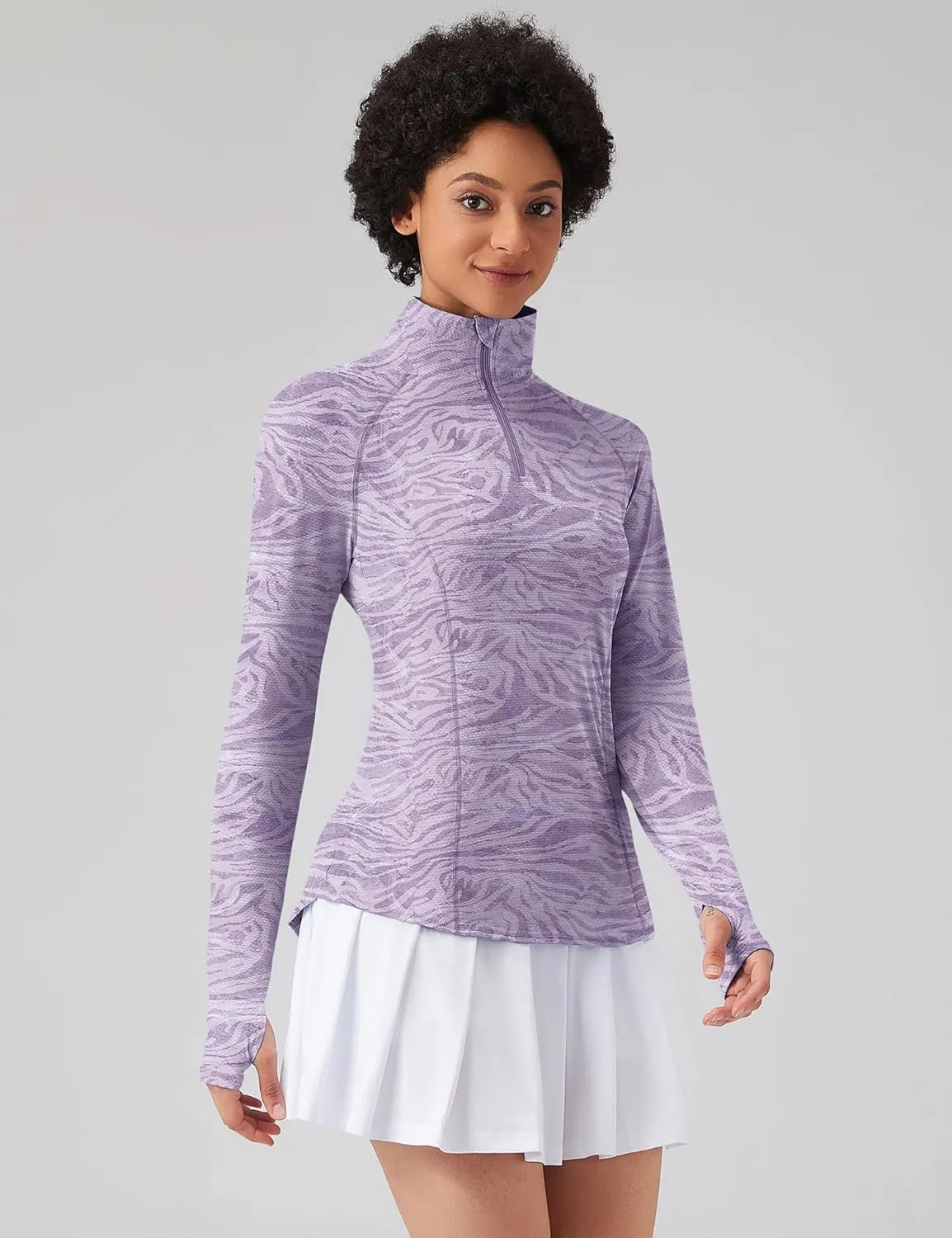 LOMON Women Long Sleeve Shirts Sun Protection 1/4 Zip Summer Quick Dry Hiking Shirts Quarter Zip Pullover for Women
