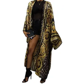 Luxe Leopard | Kimono Duster (Open Front) | Floor Length Long Robe