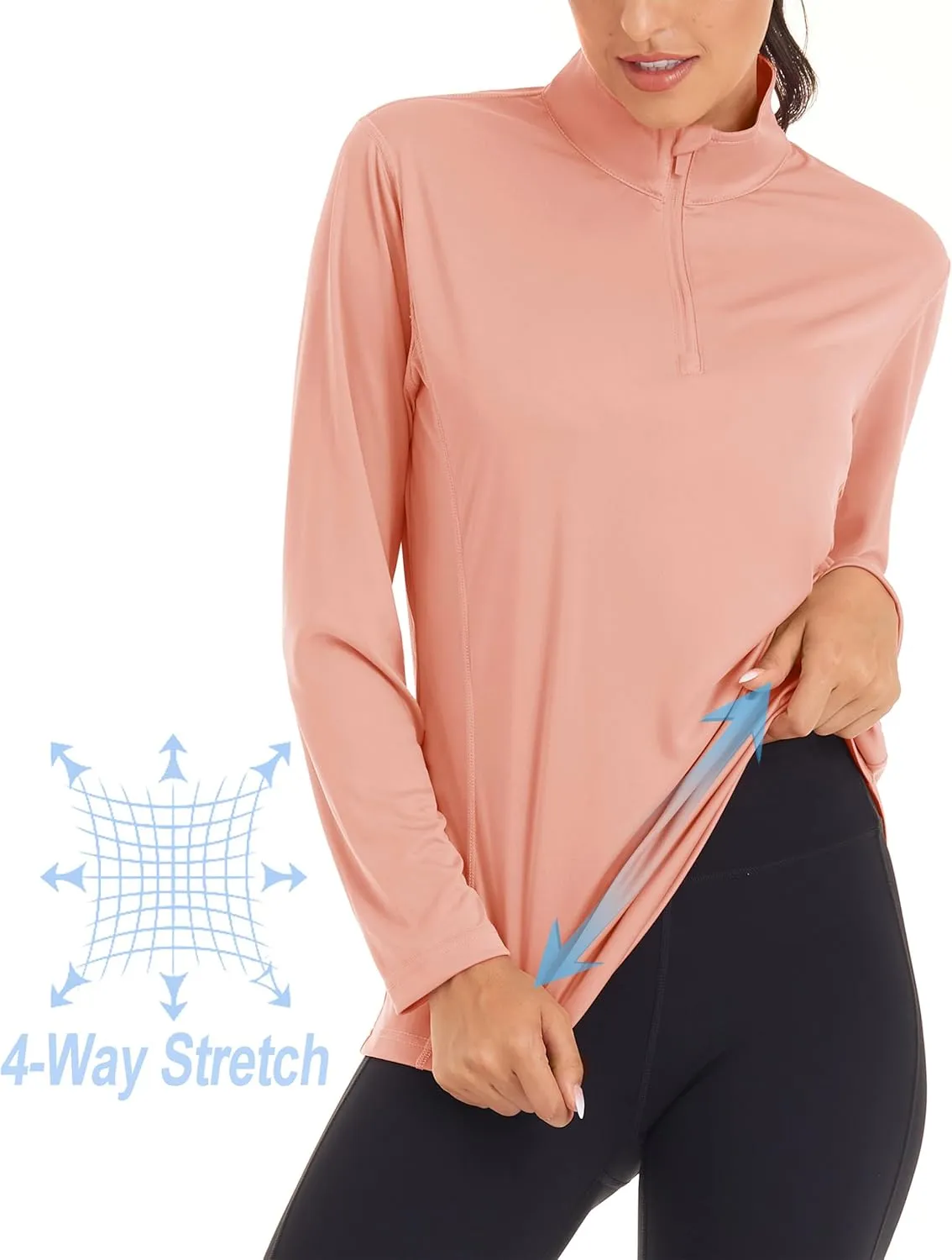 MAGCOMSEN Women's Shirts Long Sleeve 1/4 Zip UPF50  UV Sun Protection Quick Dry Workout Hiking Athletic Shirts Rash Guard
