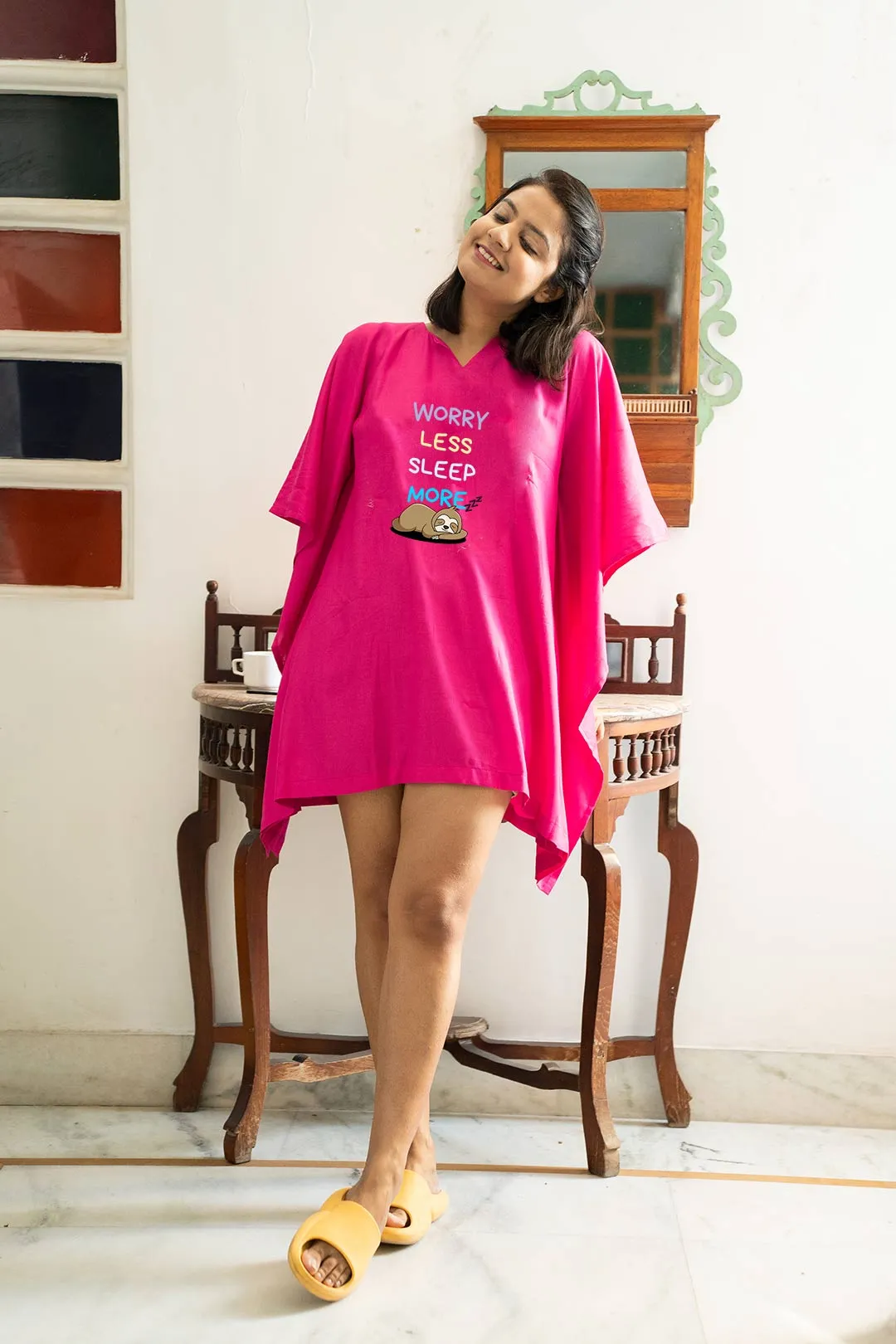 Magenta Kaftan Nightdress - SleepMore