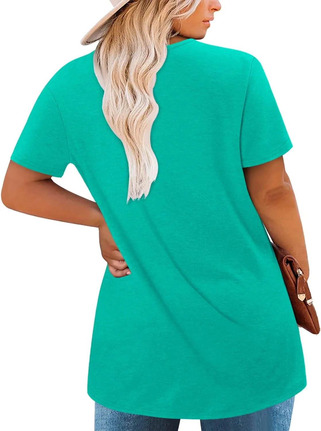 Magritta Plus Size Tops for Women Casual Summer Crew Neck Tunics Short Sleeve Loose Shirts Blouses 1X-5X