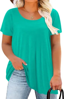 Magritta Plus Size Tops for Women Casual Summer Crew Neck Tunics Short Sleeve Loose Shirts Blouses 1X-5X