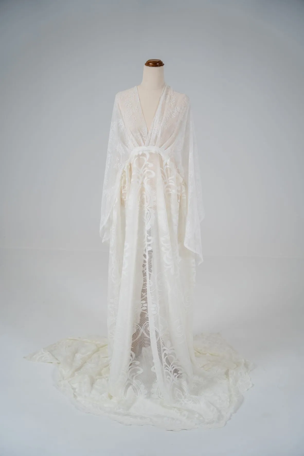 Maternity Photoshoot Dresses - White Lace Vneck Gown - D&J Newborn and Maternity Props