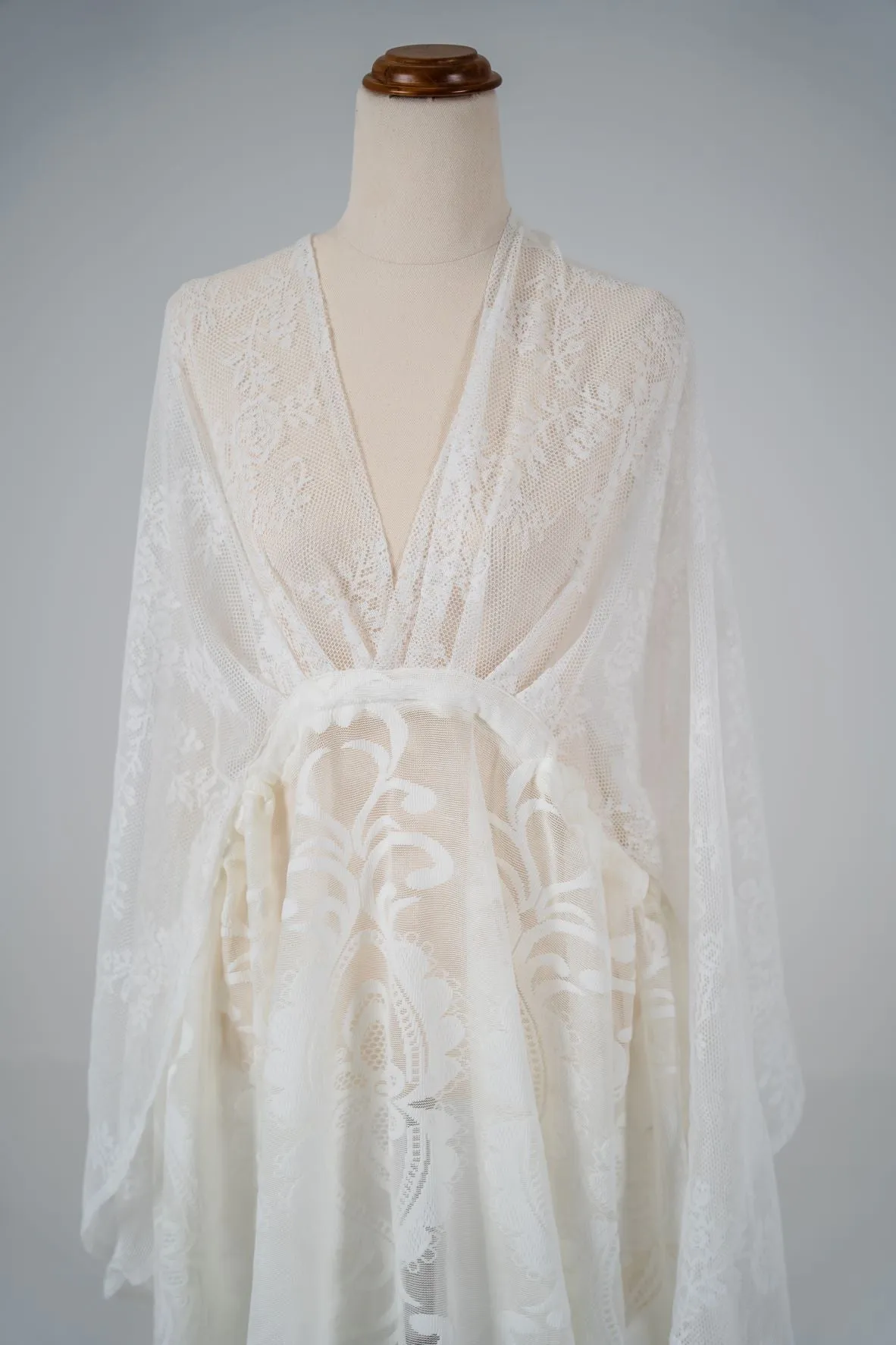 Maternity Photoshoot Dresses - White Lace Vneck Gown - D&J Newborn and Maternity Props