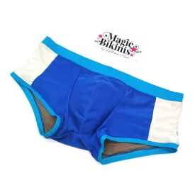 Men's Sports Model Posing Briefs with cup - Medium Blue and White